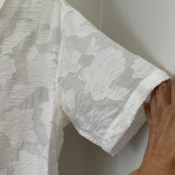 Zara Men's Casual Button Up Shirt Jacquard Short Sleeve Minimalist Airy White SZ - Picture 6 of 11